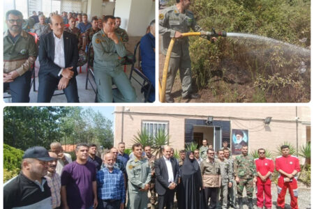 مانور اطفای حریق در تالاب بین‌المللی امیرکلایه لاهیجان برگزار شد