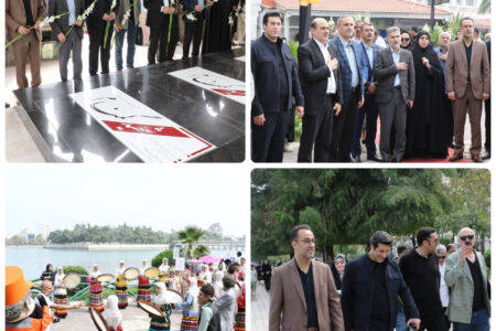 جشنواره تئاتر خیابانی شهروند لاهیجان با گلباران مزار شهدا آغاز شد